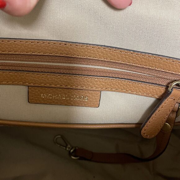 Michael Kors Junie Woven Leather Acorn Butternut Medium Leather Backpack - Picture 12 of 12